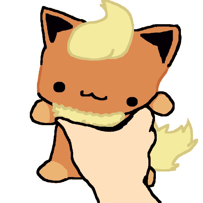 Flareon kitten squeezed by a hand